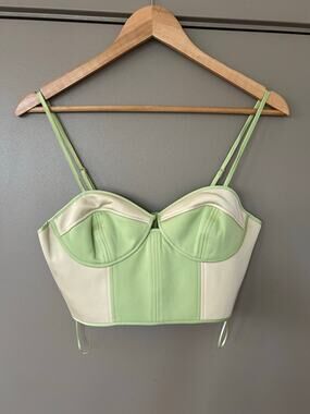 Nwt Finders Keepers Lime festival party Panel Corset Crop Top Bustier Bralette